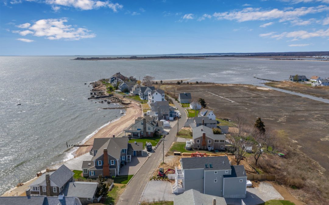 Connecticut Real Estate Drone photo at the shoreline | multifocusmedia.