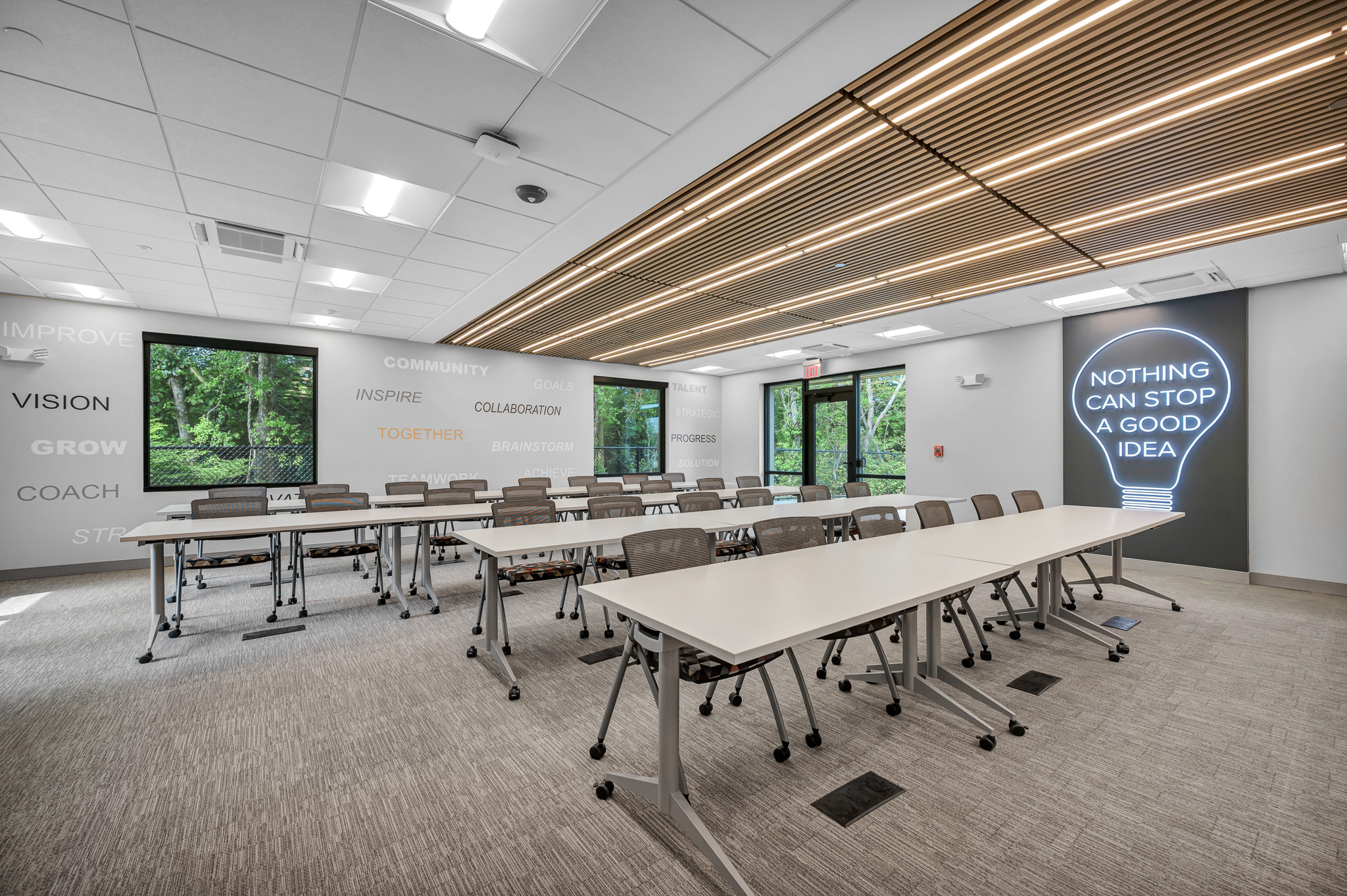 Modern meeting room with natural light commercial builder photography by Multi-Focus Media