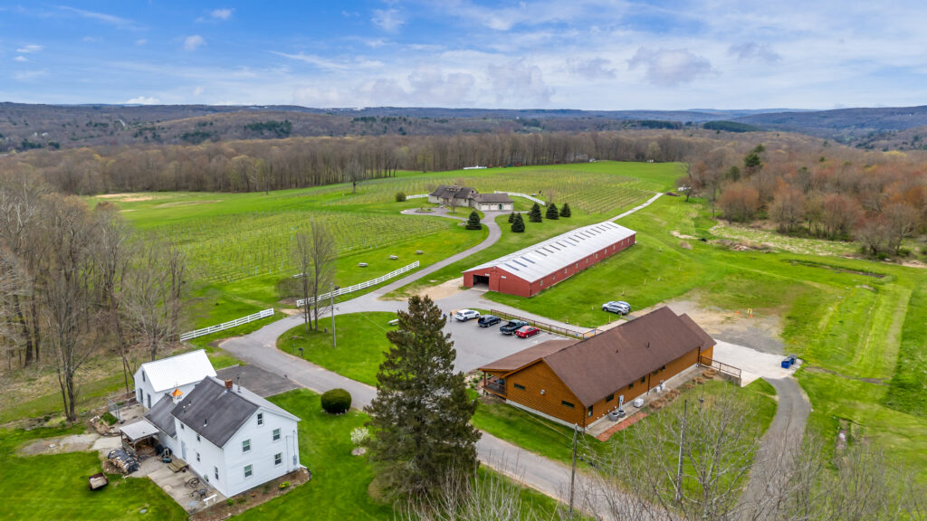 Aerial view of a rural farm in Connecticut