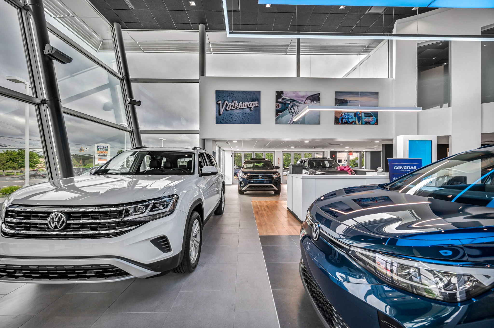 Completed Volkswagen showroom photographed for Jewett Construction